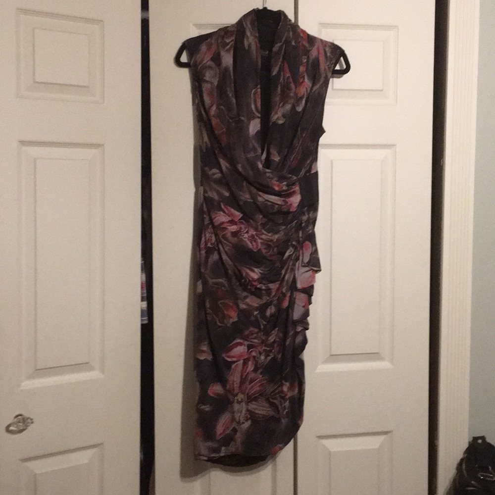 AllSaints floral wrap dress